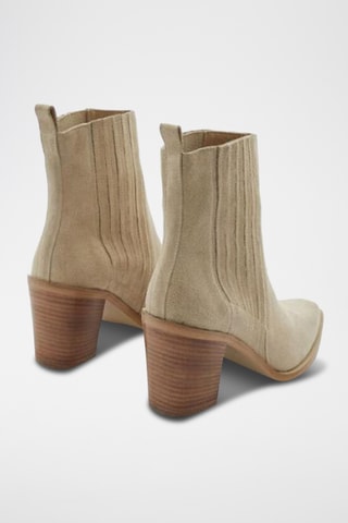 Bottines en cuir de veau nubuck  Liama - Ecru