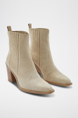 Bottines en cuir de veau nubuck  Liama - Ecru