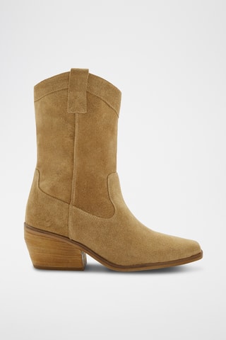 Bottines en cuir de veau nubuck  Lilah - Caramel