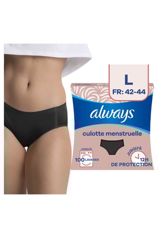 Culotte menstruelle - Flux moyen - Noir - Taille L
