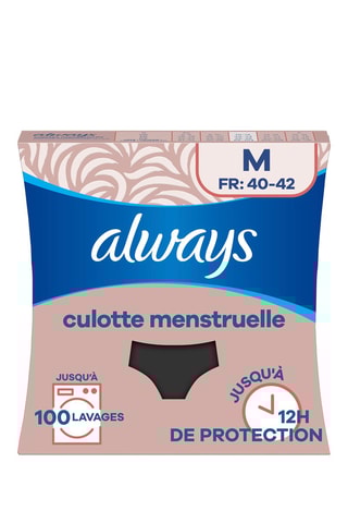 Culotte menstruelle - Flux moyen - Noir - Taille M