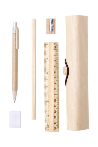 Trousse et 5 accessoires en bois Eco - Naturel