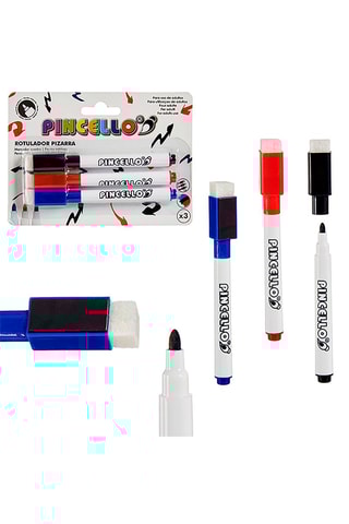 3 feutres pour tableau blanc - Noir, rouge et bleu