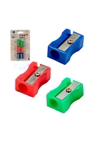 6 taille-crayons - Vert, bleu et rouge