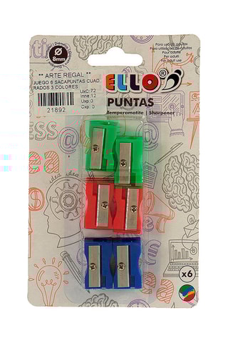 6 taille-crayons - Vert, bleu et rouge