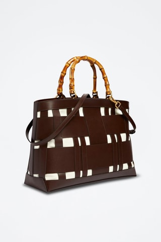 Sac à main en cuir - Marron et blanc