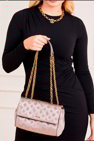 Sac porté épaule en velours - Nude