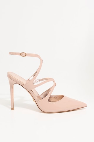 Sandales à talons vernies en cuir - Beige