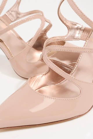 Sandales à talons vernies en cuir - Beige