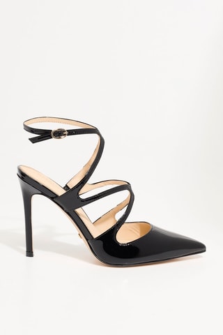 Sandales à talons vernies en cuir - Noir