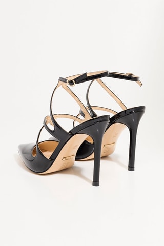 Sandales à talons vernies en cuir - Noir