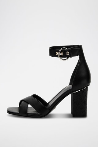 Sandales à talons en cuir - Noir