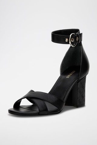 Sandales à talons en cuir - Noir