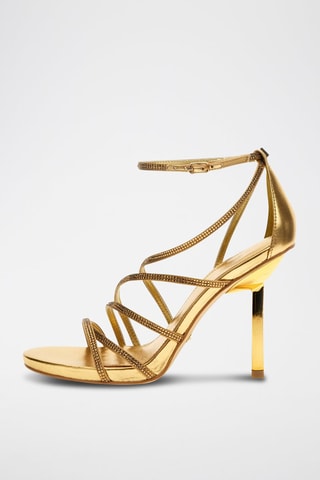 Sandales à talons en satin - Doré