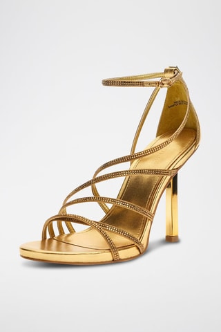 Sandales à talons en satin - Doré