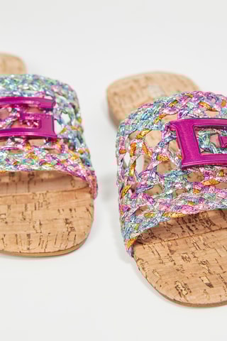 Mules Tassia - Ciel et fuchsia