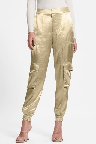 Pantalon regular taille haute - Argenté