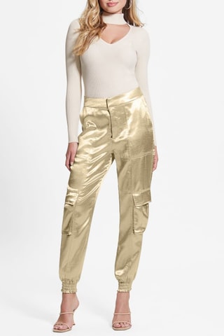 Pantalon regular taille haute - Argenté