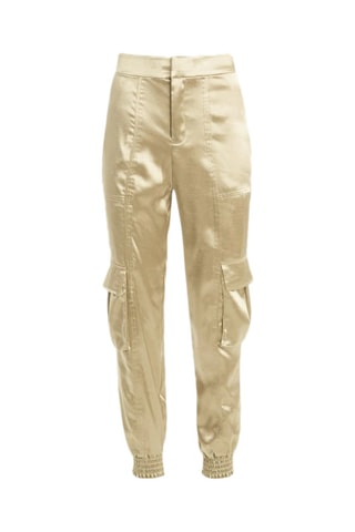 Pantalon regular taille haute - Argenté