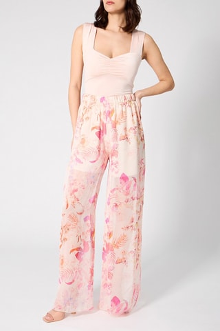 Pantalon wide legs taille haute - Rose