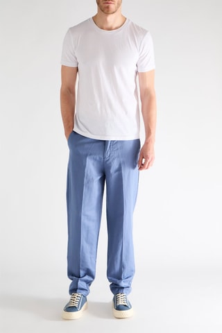 Pantalon regular en lin Clement Twill - Bleu cobalt
