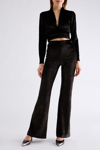Pantalon taille haute - Noir et doré