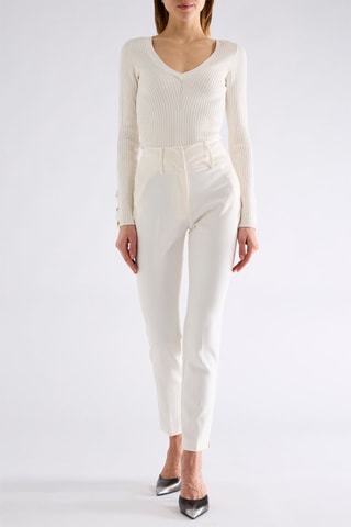 Pantalon taille haute - Blanc