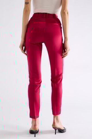 Pantalon cigarette taille haute - Rouge