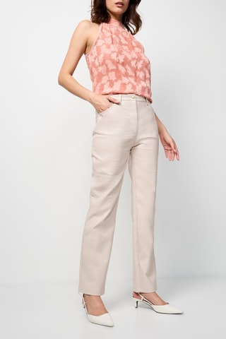 Pantalon taille haute - Beige