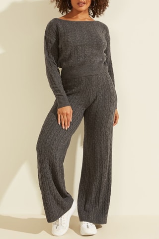 Pantalon wide legs taille haute - Gris foncé