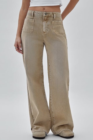 Jean cargo taille haute - Marron