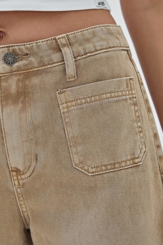 Jean cargo taille haute - Marron