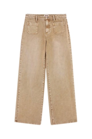 Jean cargo taille haute - Marron