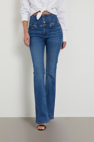 Jean flare taille haute - Bleu cobalt