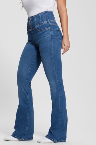 Jean flare taille haute - Bleu cobalt