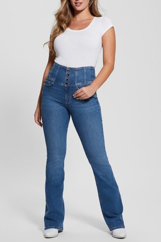 Jean flare taille haute - Bleu cobalt