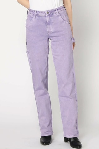 Jean cargo taille haute - Violet