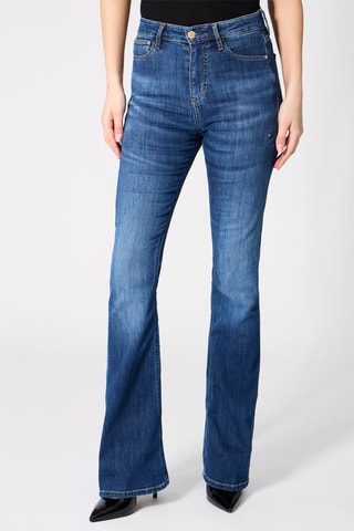 Jean flare taille haute - Bleu marine