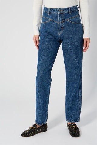 Jean mom taille haute Bleu marine