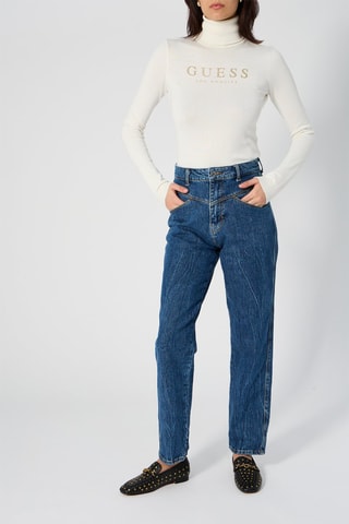 Jean mom taille haute Bleu marine