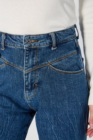 Jean mom taille haute Bleu marine