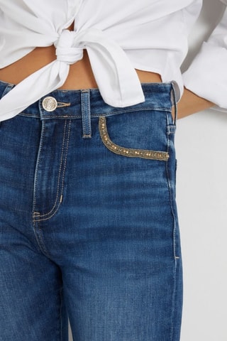 Jean flare taille haute Sexy - Bleu foncé