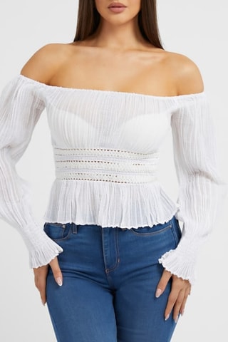 Top en ramie - Blanc