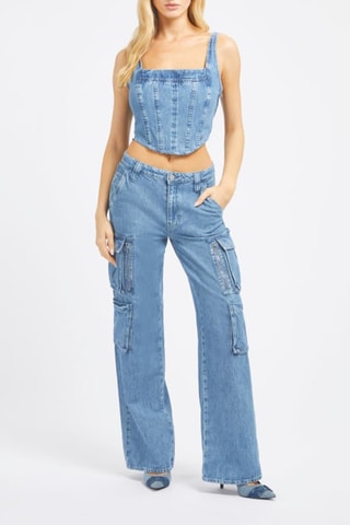 Crop top en jean Jil - Bleu marine