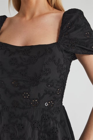 Robe patineuse en broderie anglaise - Noir