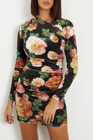 Robe fourreau en velours - Noir