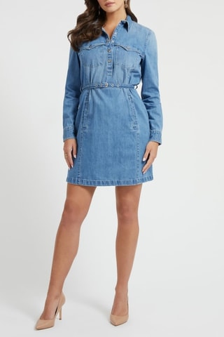 Robe droite en jean - Bleu
