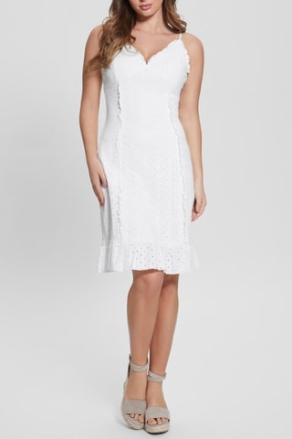 Robe droite en broderie anglaise - Blanc