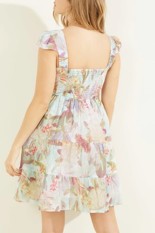 Robe patineuse en lin - Vert et blanc