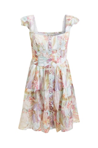 Robe patineuse en lin - Vert et blanc